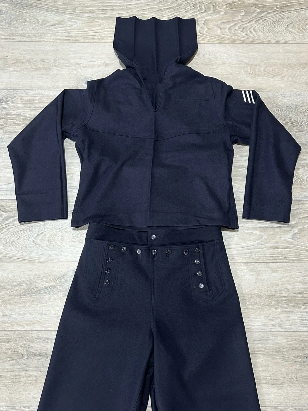 Vintage US Navy Crackerjack Dress Blues Uniform Set Wool Jumper Trousers 42R 35R
